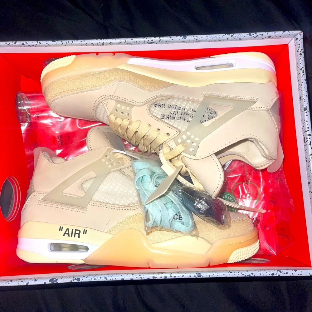 Jordan 4 Off White “Sail” SIZE 10 DEADSTOCK NEVER WORN STOCK X VERIFIED - Picture 1 of 8